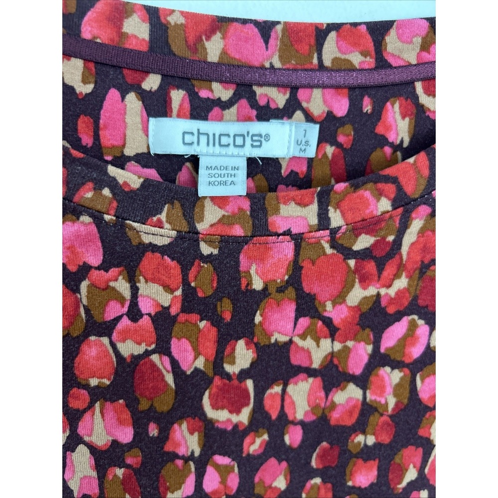 CHICO'S Lightweight Long Sleeve Pink/Ted Stretchy Top Size Medium (1) Comfy Soft - Picture 2 of 10